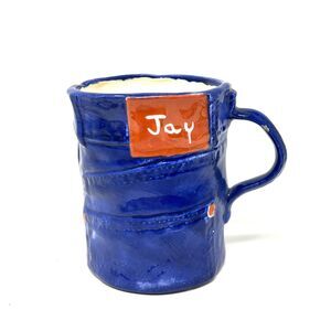 Ceramic Denim Coffee Mug for Jay Kitschy Home Decor Gift Funky Blue Jean